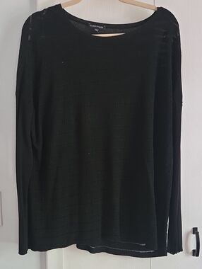 Eileen Fisher Black Striped Sweater L